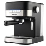 Petra PT4623VDEEU7 Machine à Café Expresso Cappuccino Latte, Sans BPA Cafetière avec Buse Vapeur, Pression Italienne 15 Bars, Espresso Simple/Double, Réservoir 1.5L, 850W, Fonction Arrêt Automatique