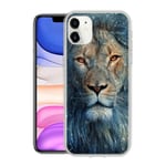 Pnakqil Case for iPhone 12/12 Pro 6.1-inch, Soft Clear TPU Silicone Shockproof Bumper Protective Case Transparent with Cute Pattern Slim Cover Back Phone Case for Apple iPhone 12/12 Pro, Blue Lion