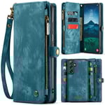 CaseMe Samsung Galaxy S24 FE Rymligt plånboksfodral med många kortfack, Blå