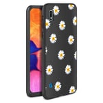 ZhuoFan for Samsung Galaxy A10 Case, Phone Case Silicone Black with Pattern Ultra Slim Shockproof Soft Gel TPU Back Cover Bumper Skin for Samsung A10 Smartphone 6.1 inch (Daisy)