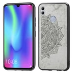 LLLi Mobile Accessories for HUAWEI Embossed Mandala Pattern Magnetic PC + TPU + Fabric Shockproof Case for Huawei Honor 10 Lite(Black) (Color : Grey)