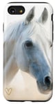 Coque pour iPhone SE (2020) / 7 / 8 Motif tête de Cheval Blanc Avec un beau Coeur D'Amour Doré