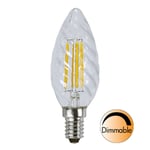 Dimbar Kronljuslampa Vriden Filament LED 4,2W 470lm E14