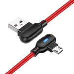 Distinct Right Angle Micro USB Cable 2pcs 2m Double 90 Degree Nylon Braided 2.4A Fast Charging Data Transfer Cable Compatible with Galaxy S6 S7 Edge/A10/Tab 4, Huawei P10 Lite, Nokia 5, etc