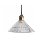 Beliani - Luminaire Lampe Suspension Transparente et Cuivrée en Verre et Métal E27 40W Design Moderne avec Touche Industrielle pour Salon ou Cuisine