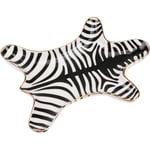 Zebra Stripe Smyckeskrin Keramisk Serveringsplatta Guldpläterad 5,9 Tum, Svart
