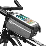 Waterproof Bicycle Handlebar Bag 6 Inch Phone Holder Bike Bicycle Front Tube Bag Cycling Accessories Frame Waterproof Front Bags Cell Mobile Phone Case Grey