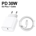 Chargeur et câble UE-Pour Apple Original PD 30W Chargeur Rapide USB-C Pour iPhone 14 13 12 11 Pro MAX Poly X