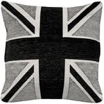 Rapport Home Union Jack Square Cushion Cover Grey & Black Luxury Heavyweight Material - 43cm