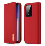 DUX Ducis Wish äkta läder Bookcase typ fall för Samsung Galaxy S20 Ultra - Röd