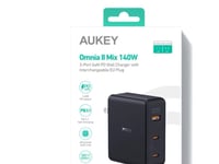 Aukey Gan-Laddare, 2X Usb-C, Usb-A, Qc, Pd 140W