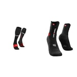 COMPRESSPORT Full Socks Run Chaussette de compression Adulte Unisexe, Noir, T3 & Homme Prsv3 Trail Pro Racing Socks v3 0, Black/Red, 45-47 EU