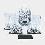 Silwy Magnetiska whiskyglas i kristall Magnetic Crystal Glass Whisky Nachtmann, transparent, 20 cl, 4-pack + magnetiska glasunderlägg