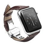 QIALINO - Crocodile Design Apple Watch 40/38mm Series 8/7/6/5/4/3/2/1/SE Äkta läderrem Brun