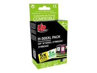 UPrint H-305XL Pack - Pack de 2 - noir, couleur (cyan, magenta, jaune) - compatible - remanufacturé - cartouche d'encre (alternative pour : HP 305XL, HP 3YM62AE, HP 3YM63AE) - pour HP Deskjet 23XX, 27XX, 28XX, 41XX, 42XX; DeskJet Plus 41XX; ENVY 60XX, 6