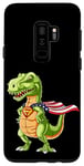 Galaxy S9+ Cool Dinosaur T-Rex T Shirt, Super Captain USA Hero Dino Fun Case