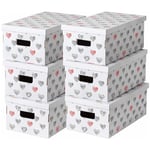 Lavatelli UnDueTre LOVE Lot de 6 boîtes de rangement en carton recyclé certifié FSC, Gris dimension 51 x 29 x 20 cm