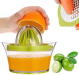 Lemon Orange Citrus Squeezer, Manual Lemon Orange Citrus Lime Juicer, 4 in 1, Dishwasher Safe, Plastic, BPA-Free, Anti-drip Filter Mechanism (Orange)