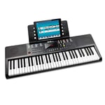 RockJam 61-Key Compact Keyboard with Sheet Music Stand, Power Supply, Piano Note Stickers and Simply Piano Lessons