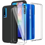 LYZXMY Case for TCL 20 5G Transparent + Black Cover + [2 Pieces] Tempered Film Glass Screen Protector - Silicone Soft TPU Cover Shell for TCL 20 5G (6.67")