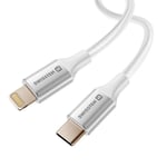 USB-C till Lightning Sladd Trasselskyddad Svart Swissten Vit