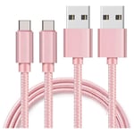 Cable USB-C pour Oppo Find X2 Lite / Find X2 Neo / Find X2 Pro - Nylon Tressé Rose 1 Mètre [LOT 2] Phonillico®