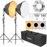 MONDODIGITALE-Kit D'Éclairage De Photographie Softbox - 2 X 65 Cm - Avec Trépied De 2 M Et 2 Ampoules Led Bicolores 50 W 3000-6500 K - Éclairage Continu À Led Pour Enregistrement Vidéo/Streaming En D