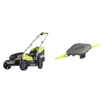 Ryobi OLM1833B 18V ONE+ Cordless 33cm Lawnmower (Body Only), Anthracite/Green & Double Serrated Blade Head (+10 Blades) for Edge Trimmers, Edges - Special High/Thick Grass