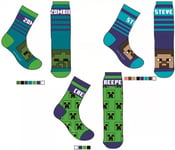 3-pack Minecraft Socks Creeper Zombie Steve Choose Size