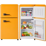Dans Les Nuages - Réfrigérateur 60L, avec 2 porte, compartiment congélateur, éclairage led, étagère réglable, poignée de porte en métal, style