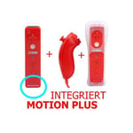 2en1 Manette Contrôleur Wiimote Nunchuk Intégré Motion Plus Rouge Pour Nintendo Wii