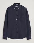 GANT Regular Fit Garment Dyed Linen Shirt Evening Blue