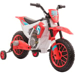 Moto cross électrique enfant 3 à 5 ans 12 v 3-8 Km/h avec roulettes latérales amovibles dim. 106,5L x 51,5l x 68H cm rouge - Rouge