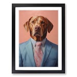Labrador Retriever in a Suit Painting No.4 Framed Wall Art Print, Ready to Hang Picture for Living Room Bedroom Home Office, Black A2 (48 x 66 cm)