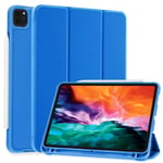 SIWENGDE Case for iPad 12.9 Inch 2020,Slim Lightweight Soft Flexible TPU Back Cover,Support iPad Pencil Charging for iPad Case,Multiple Viewing Stand Modes,Auto Wake/Sleep(Surf Blue）