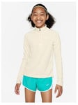 Nike Older Girls Dri-fit Half Zip Long Sleeve Training Top - Beige, Beige, Size Xl=13-15 Years
