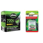 Slime Men's 30062 Bike Inner Tube Puncture Sealant, Presta Valve, 28/32-622mm (700x28/32c), Black, 700 x 28/32c & 20053 Bike Skabs Patch Kit, contains 6 patches and a metal scuffer