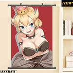 Aya611 Wall art poster decoration New super mario bros. u deluxe Games king boo breasts horns sexy loli cameltoe cartoon anime poster wall scroll canvas painting 40X60CM P