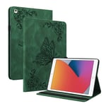 Läderfodral Fjärilar Apple iPad 10.2 9th Gen (2021) Grön