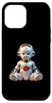 Coque pour iPhone 15 Pro Max big heart robs bébé robot science-fiction espace futur mars galaxy