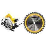 DeWalt DWE560-GB, 240V 184mm 65mm Compact Circular Saw, Yellow & DT1940-QZ DT1940-QZ-Hoja para construcción 184x16mm 30T (AC), Yellow, 184 x 16 mm