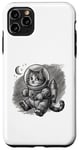 Coque pour iPhone 11 Pro Max drôle astronaute mignon animal chat avec étoiles dans l'espace enfants