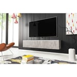 Bratex - Meuble tv Lowboard d 140 cm, meuble tv sans éclairage led, meuble tv suspendu, couleur béton