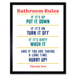 Funny Bathroom Rules Art Toilet Rules Sign Wall Art Art Print Framed Poster Wall Decor 12x16 inch