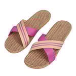 IBLUELOVER Sandales Femme Homme Pantoufle Plage en Lin Chaussons Été Chaussures Plates Antidérapage Tongs Bout Ouvert Pas Cher Slipper pour Maison Voyage Bureau Salle de Bain Piscine