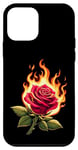 Coque pour iPhone 12 mini Rose avec fleur de feu Love Passion Hot Beautiful Flower