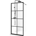 Cassøe New York brusevæg, 125 cm, klart glas, sort profil