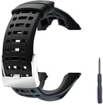 New Flexible Rubber Watch Replacement, Soft Black Replacement Strap for Suunto