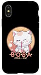 Coque pour iPhone X/XS Kawaii Cat Boba Anime Chaton Loving Bubble Tea Neko Cat