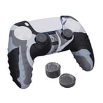 Controller Skin PS5 PlayStation 5 with 2 x Silicone Thumb Grips Camo Grey